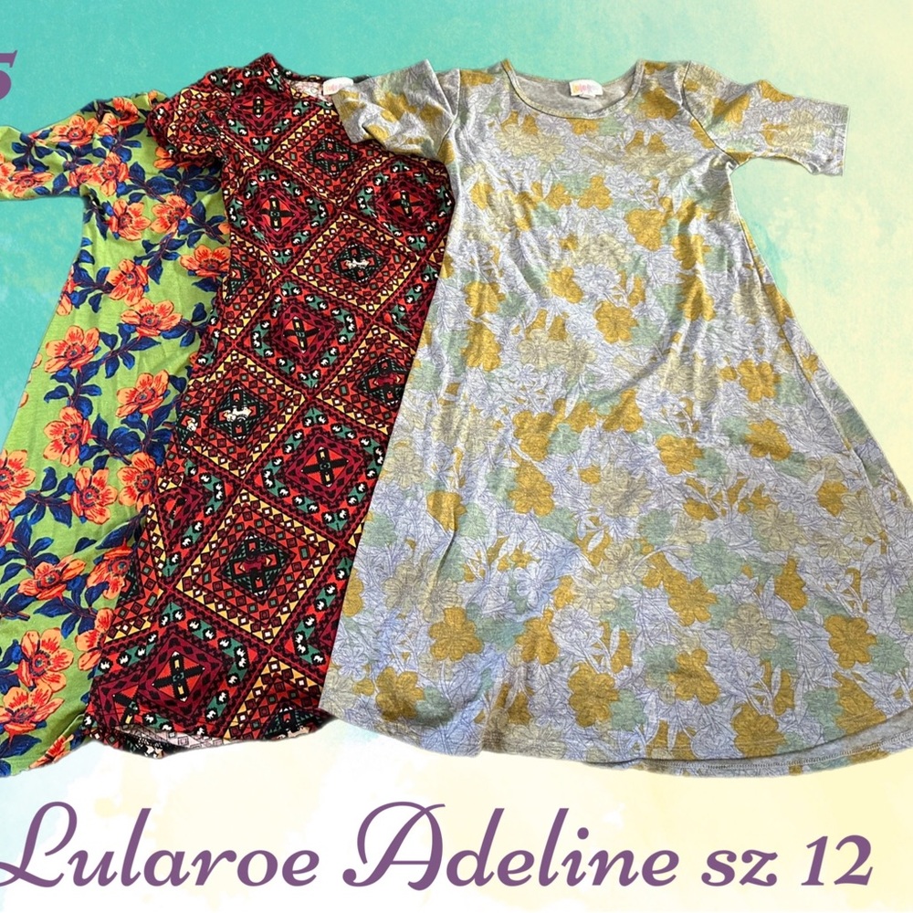 Lularoe Adeline lot of 3 girls dresses size 12